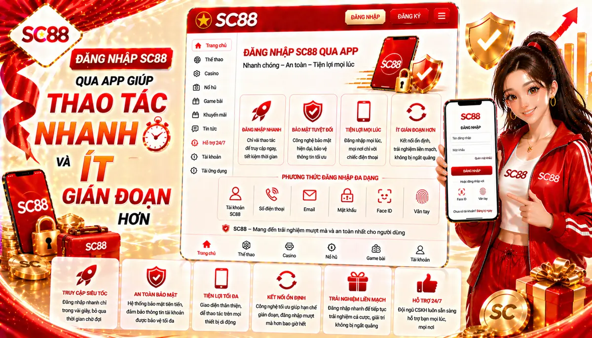 Đăng nhập SC88 qua app giúp thao tác nhanh và ít gián đoạn hơn