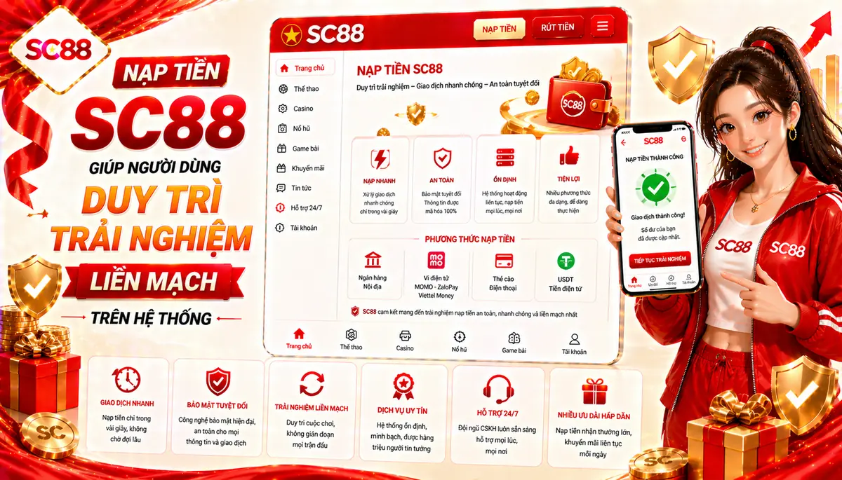 Nạp tiền SC88 giúp người dùng duy trì trải nghiệm liền mạch trên hệ thống