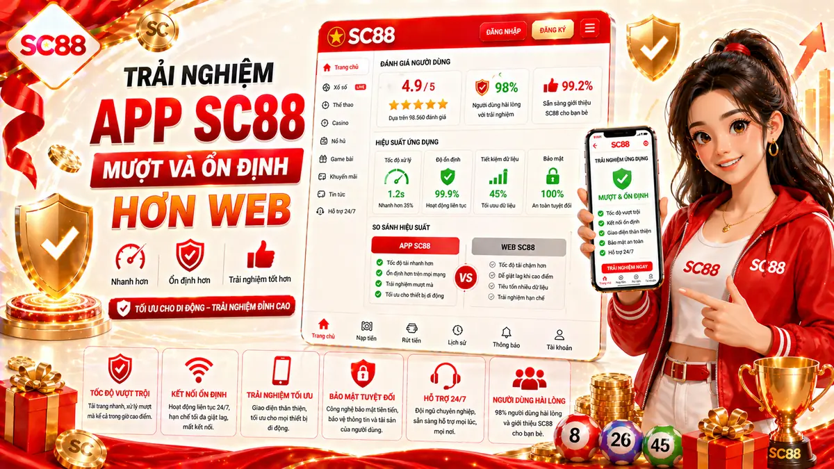 Trải nghiệm app sc88 mượt và ổn định hơn web